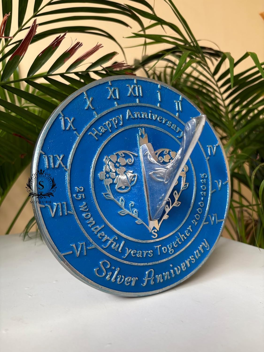 Reloj de sol de aniversario para boda de plata número 25 de 8 pulgadas