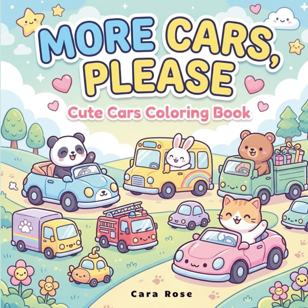 More Cars, Please: Cute and Easy Coloring Book for Relaxation