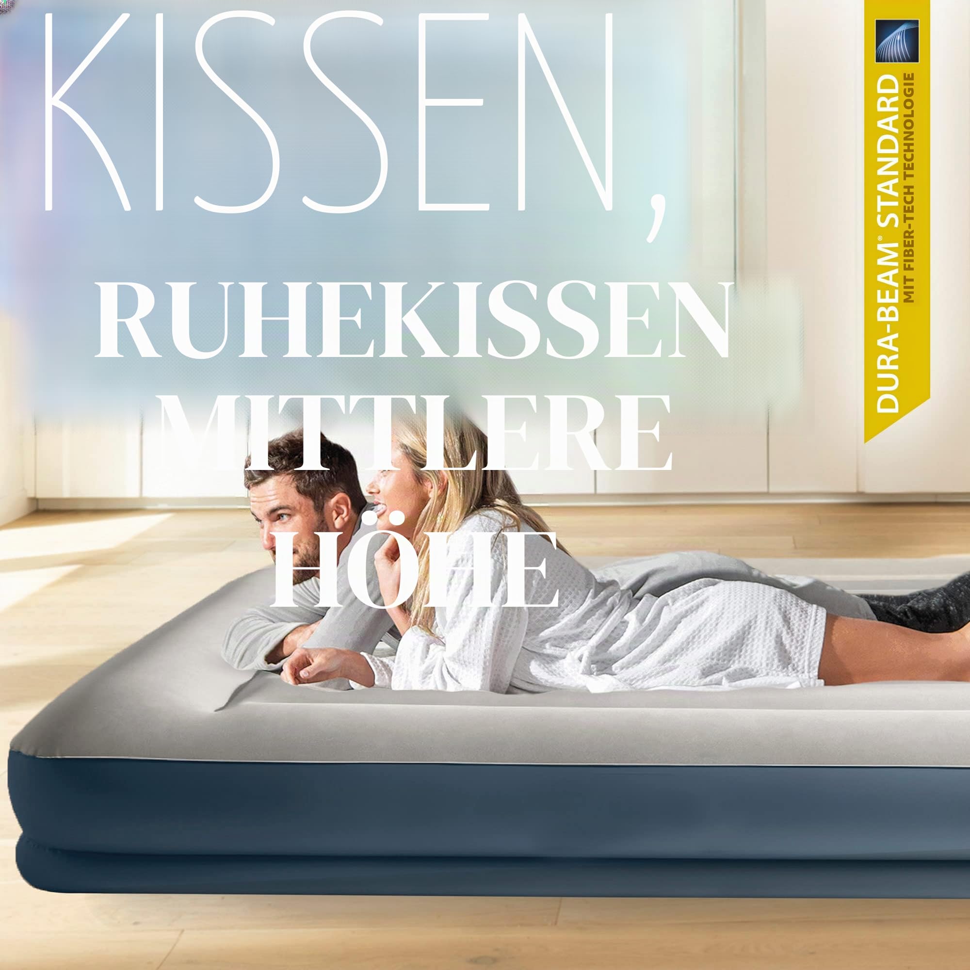 Intex – Luftbett 64118 Dura-Beam Standard-Ruhekissen, mittlere Höhe 203 x 152 x 30 cm bunt, California King