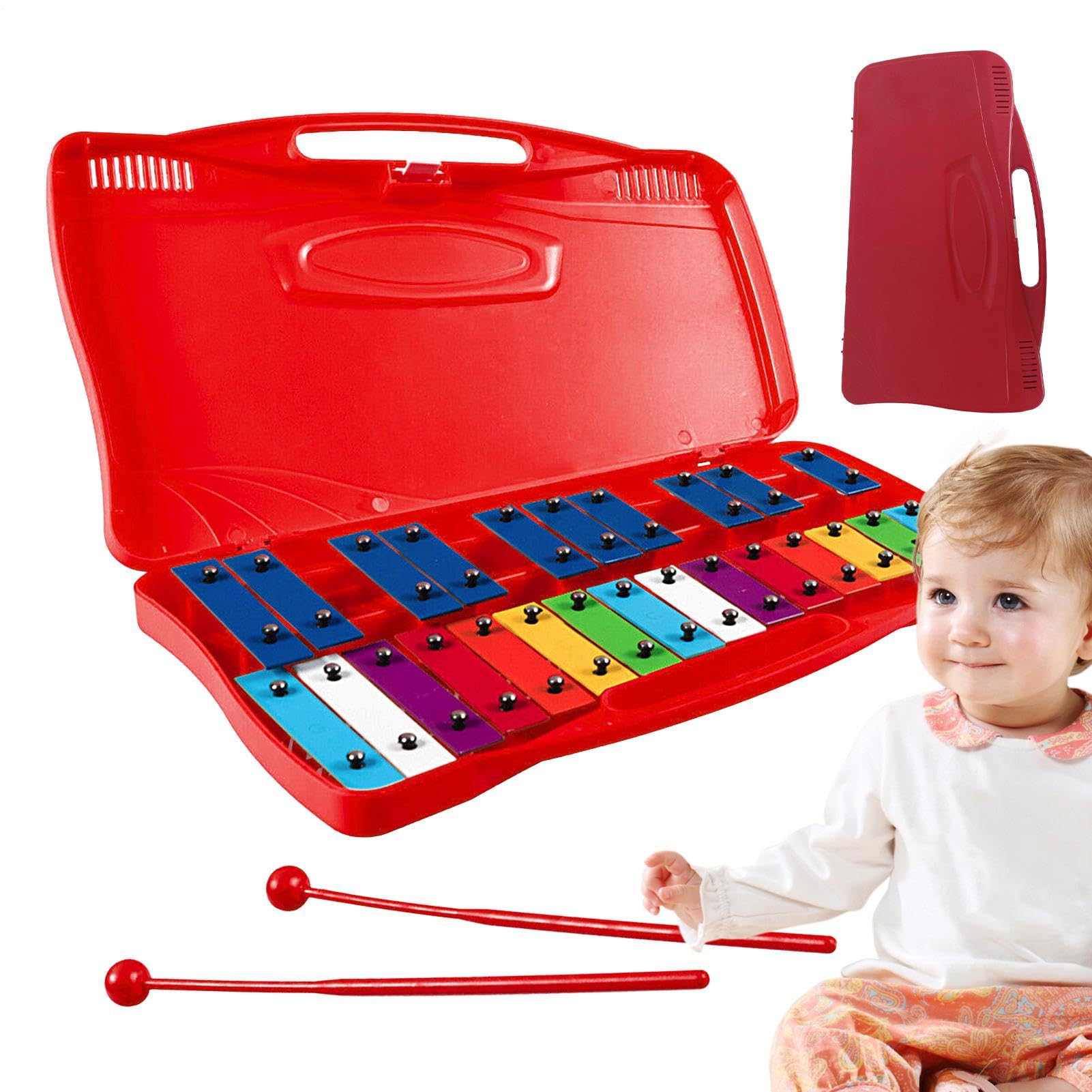 Glockenspiel per bambini in metallo, professionale - in metallo | da 25 note per bambini,Strumento di illuminazione musicale in materiale di alluminio per Pasqua, Ringraziamento, vacanze,