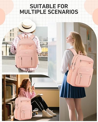 Miniatura 7 de Mochila escolar para niñas y niños, linda mochila universitaria de diseño estético de 15.6 pulgadas, mochilas para portátil de mujer, mochila casual