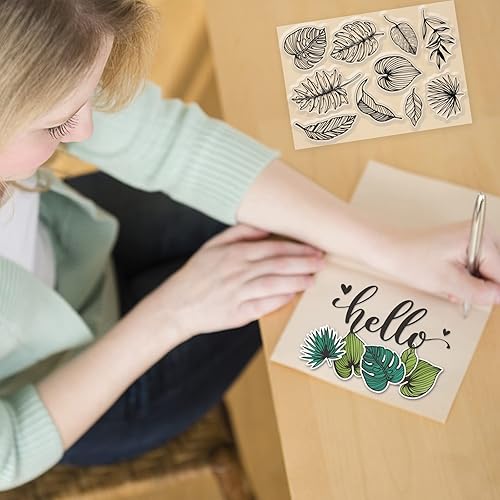 Miniatura 5 de GLOBLELAND Sellos transparentes de hojas tropicales para álbumes de recortes, fondo de hojas de Monstera de verano, sellos transparentes de silicona