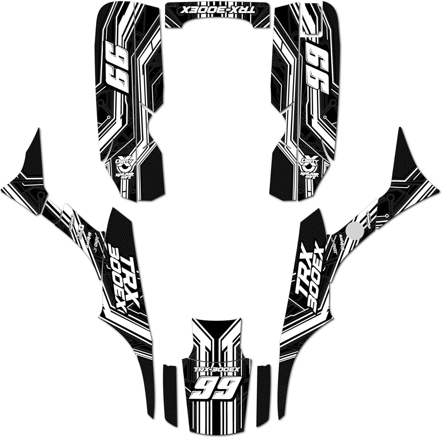 Graphics Kit for Honda TRX 300EX (1993-2006) Electron Series Magenta 21 Mil - Pro Edition - ATV UTV Dirt Bike Stickers, Quad Dirtbike Racing Decal Automotive Accessories no-Plastics