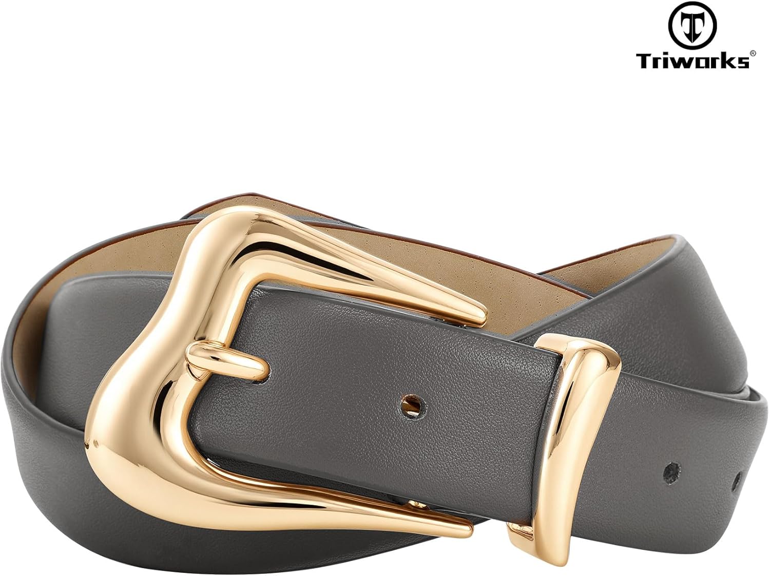 TRIWORKS Women Leather Belt with Gold Buckle Fashion Ladies Leather Waist Belt for Jeans Pants - Image 4
