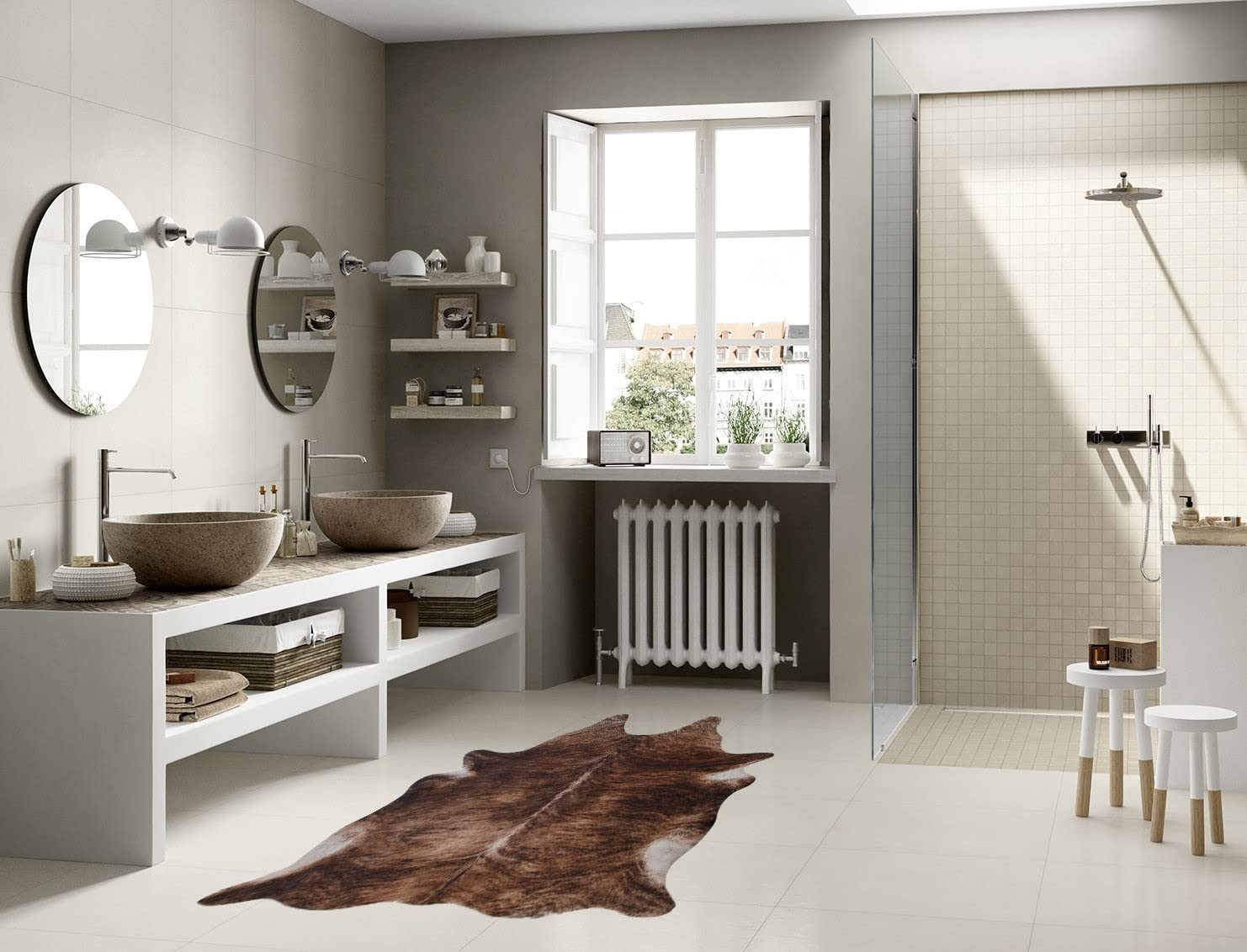 Tappeto Cavallino Sintetico Scamosciato 125x155 cm – Effetto Pelle Stampata in Digitale HD – Tappeto Moderno Finta Pelle per Soggiorno Camera da Letto Design Elegante (Cavallo)