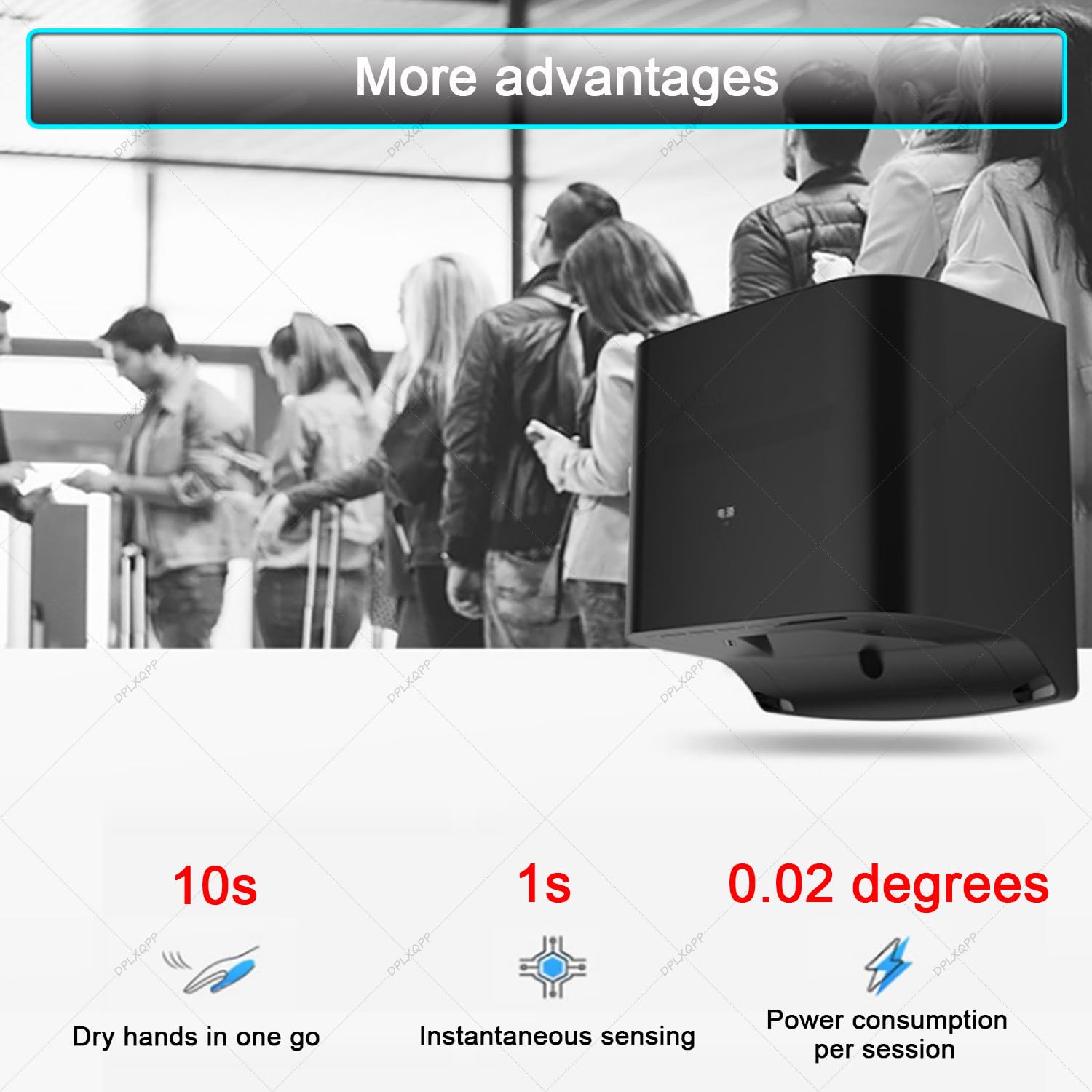 Secador Rápido 8-10s con Sensor Inteligente,1250w Aire Caliente/Frío,Bajo Consumo Energético E Ipx4,para Uso Comercial Y Baños Domésticos White
