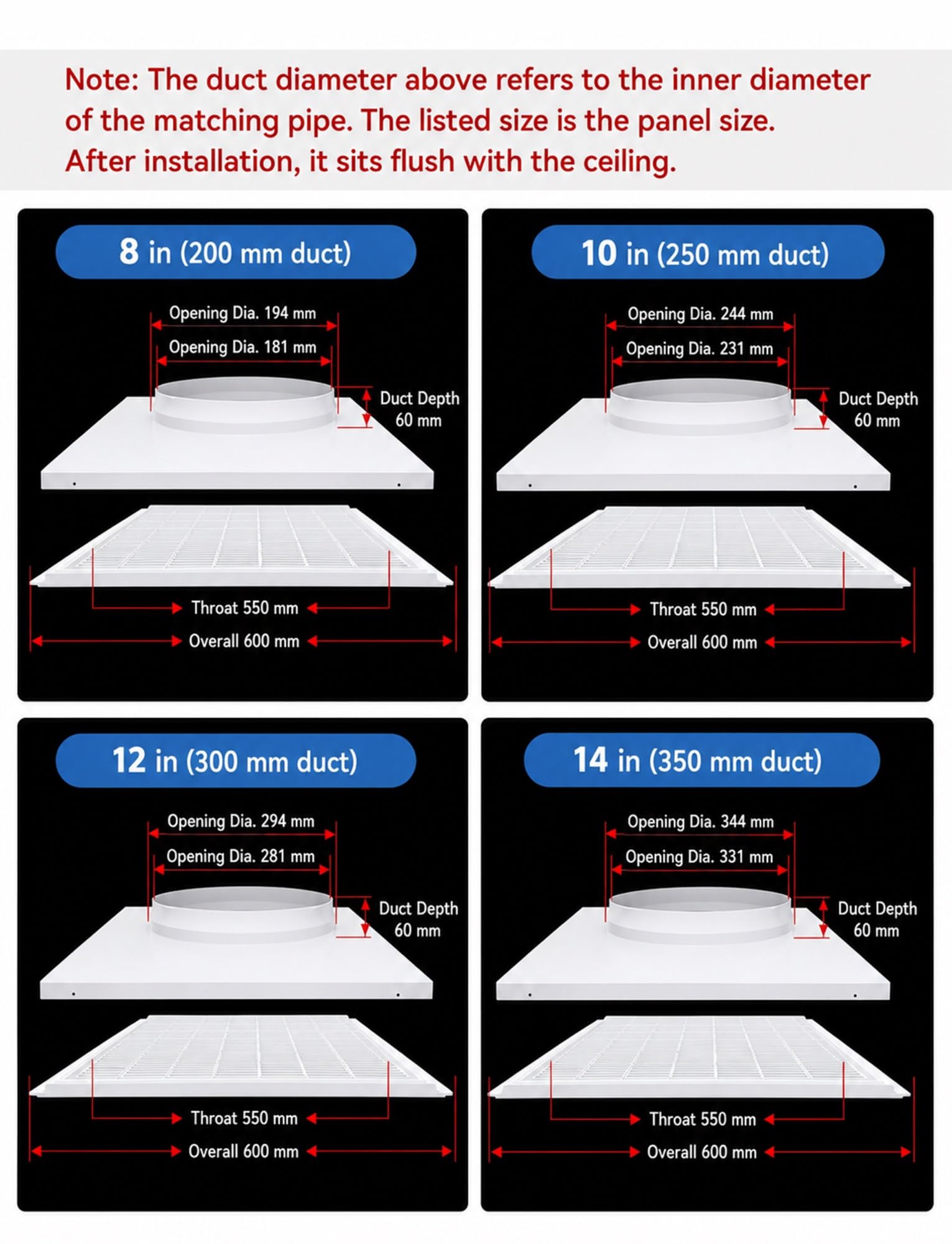 Ventilación de retorno de techo integrada cuadrada, rejilla de ABS con filtro lavable
