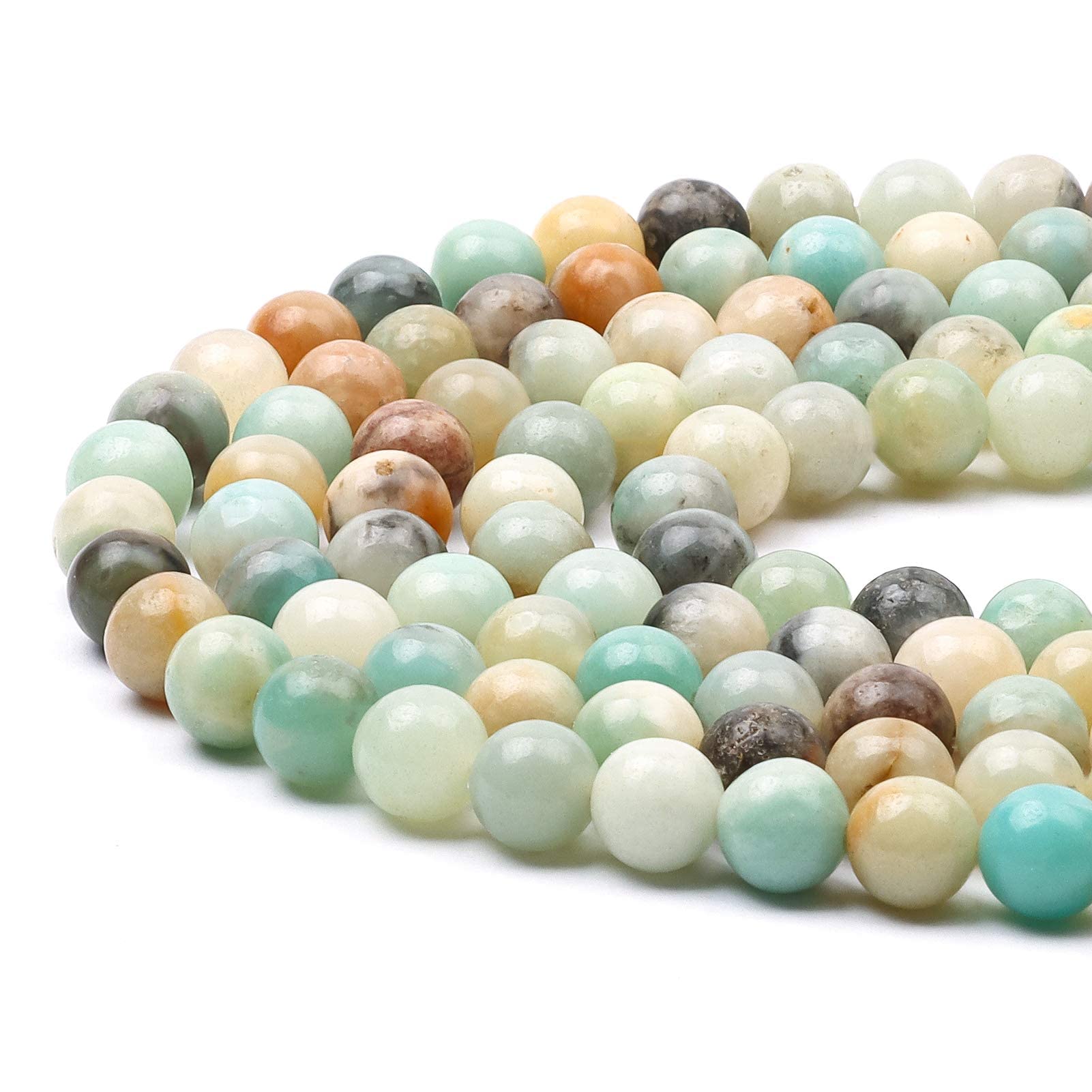 47-50pcs 8mm Amazonite Beads: Natural Gemstone Round Loose Beads for Bracelet Necklace Jewellery Making and DIY Crafts, 1 Strand 15.5