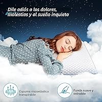 Vista 2 de Almohadas de espuma viscoelásticas para dormir de lado, espalda y boca abajo, almohada de cama con funda lavable y malla transpirable, almohada