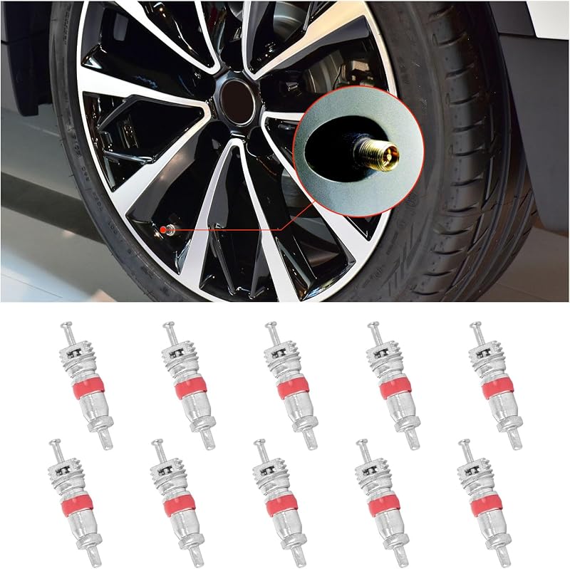 10PCS Car Tire Valve Stem Cores, TPMS Safe, Nickel Plated | Corrosion-Resistant Zinc Alloy Auto Valve Cores with Nickel-Plated Finish, Fits Cars, SUVs, Bikes, Trucks & Motorcycles.