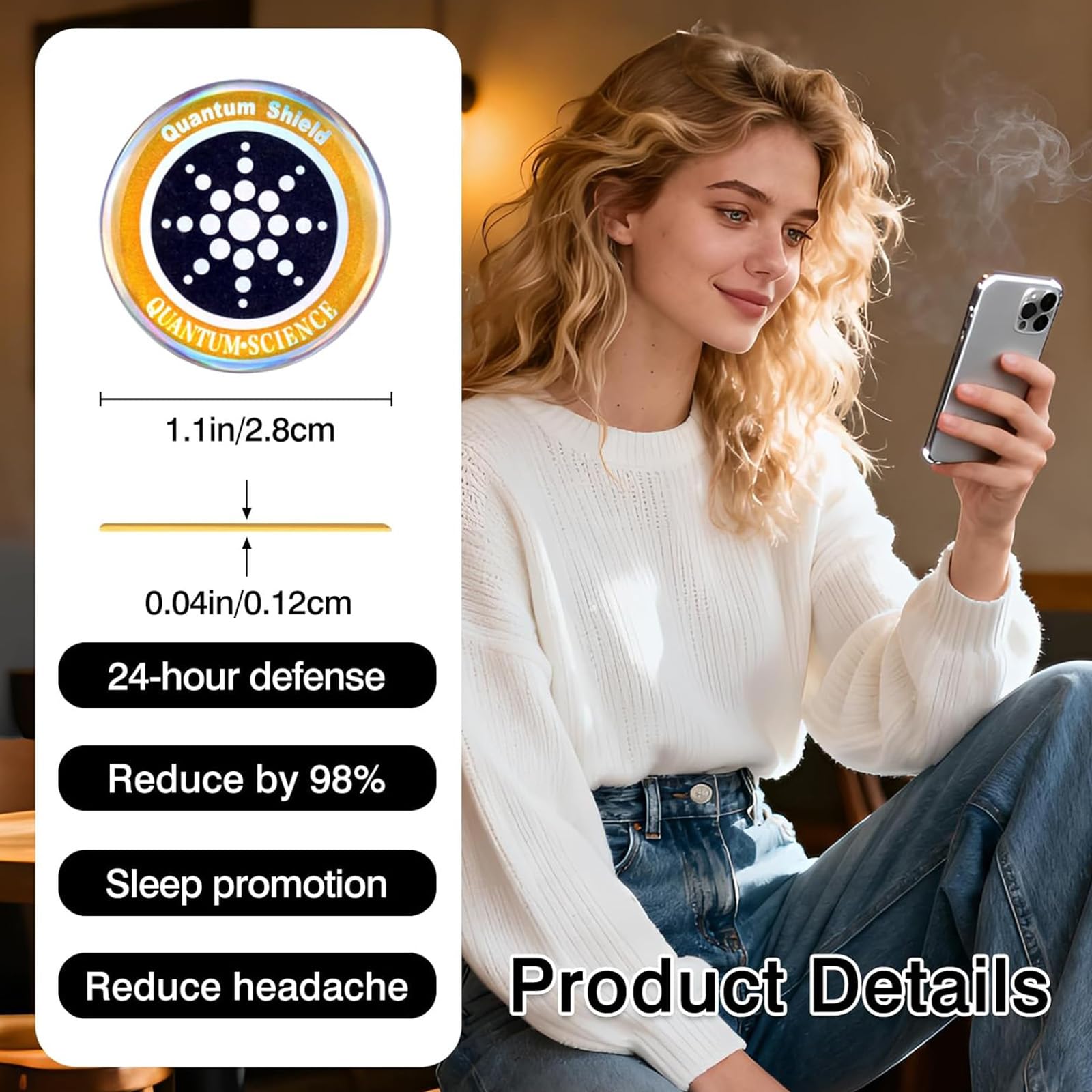 8 Pezzi Adesivi Protezione Radiazioni Cellulare, Schermatura EMF per Smartphone, Tablet e Laptop, Sticker Anti Onde Elettromagnetiche, 4 Oro e 4 Argento, Design Sottile per Dispositivi Elettronici