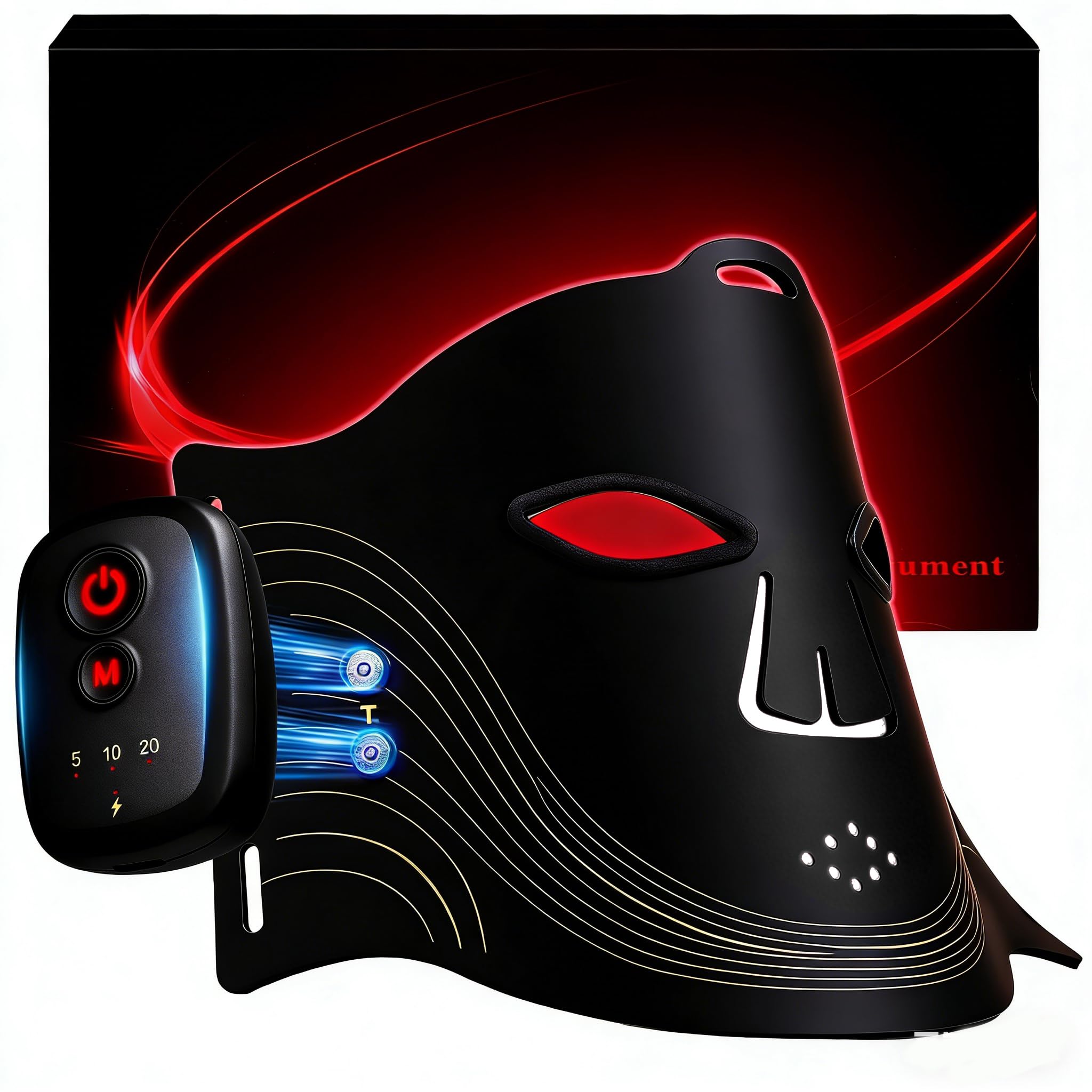 Maschera per la terapia del viso a luce rossa, maschera per la pelle del viso a LED, ricaricabile, telecomando e timer regolabile, design con display digitale, per la cura della pelle domestica