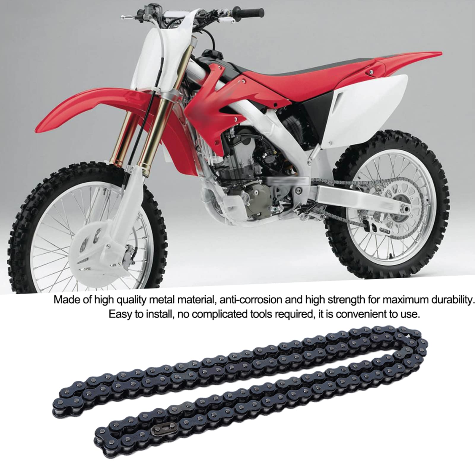 Chaine Quad 125,Chaîne 428 Quad,Chaîne 428 Pit Bike 108 Maillons, Chaîne de moto 428 108 maillons pour quad, pit bike, dirt bike, kart, 50 à 250