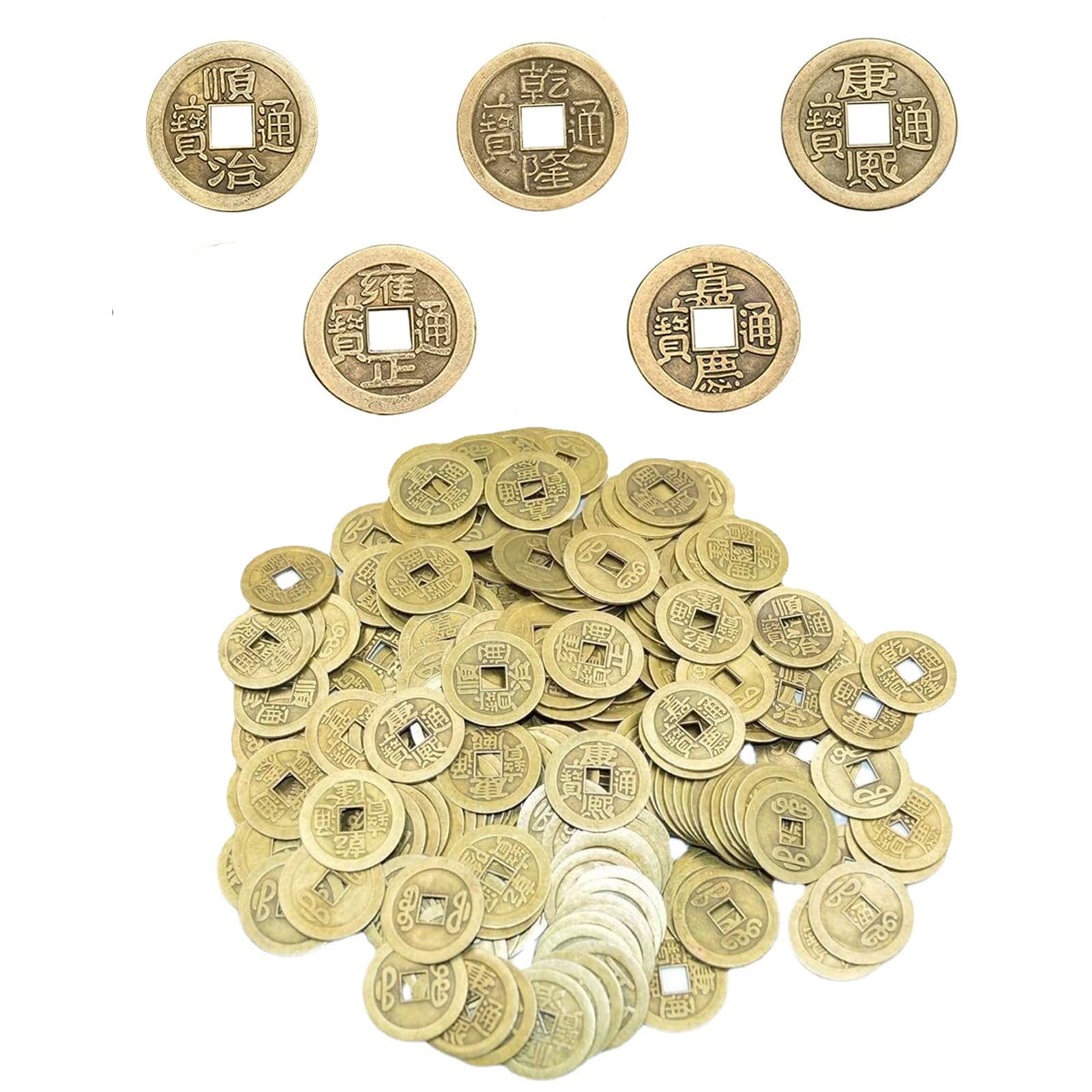 50 sztuk monet na szczęście I-Ching dla zdrowia i dobrobytu, chińskie monety Feng Shui, 2 cm, brąz, moneta wisząca