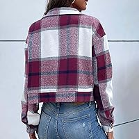 Vista 4 de Chaqueta corta para mujer, abrigo de manga larga con botones