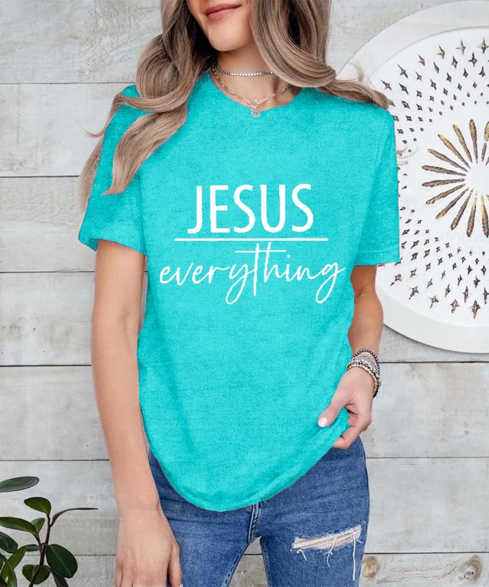 Womens Jesus Cross Graphic Tee Bible Verse Shirts Christian Religious T Shirt Casual Short Sleeve Jesus Devotee Gift Tops - Image 4