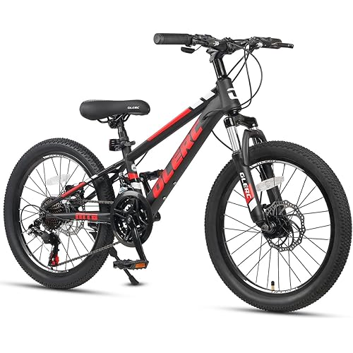 Glerc 20 24 Inch Kids Bike, Kids Mountain Bike for Boys and Girls Ages 6-14, 21-Speed Skyline Bicycle with Front Suspension and Disc Brakes, Multiple Colors