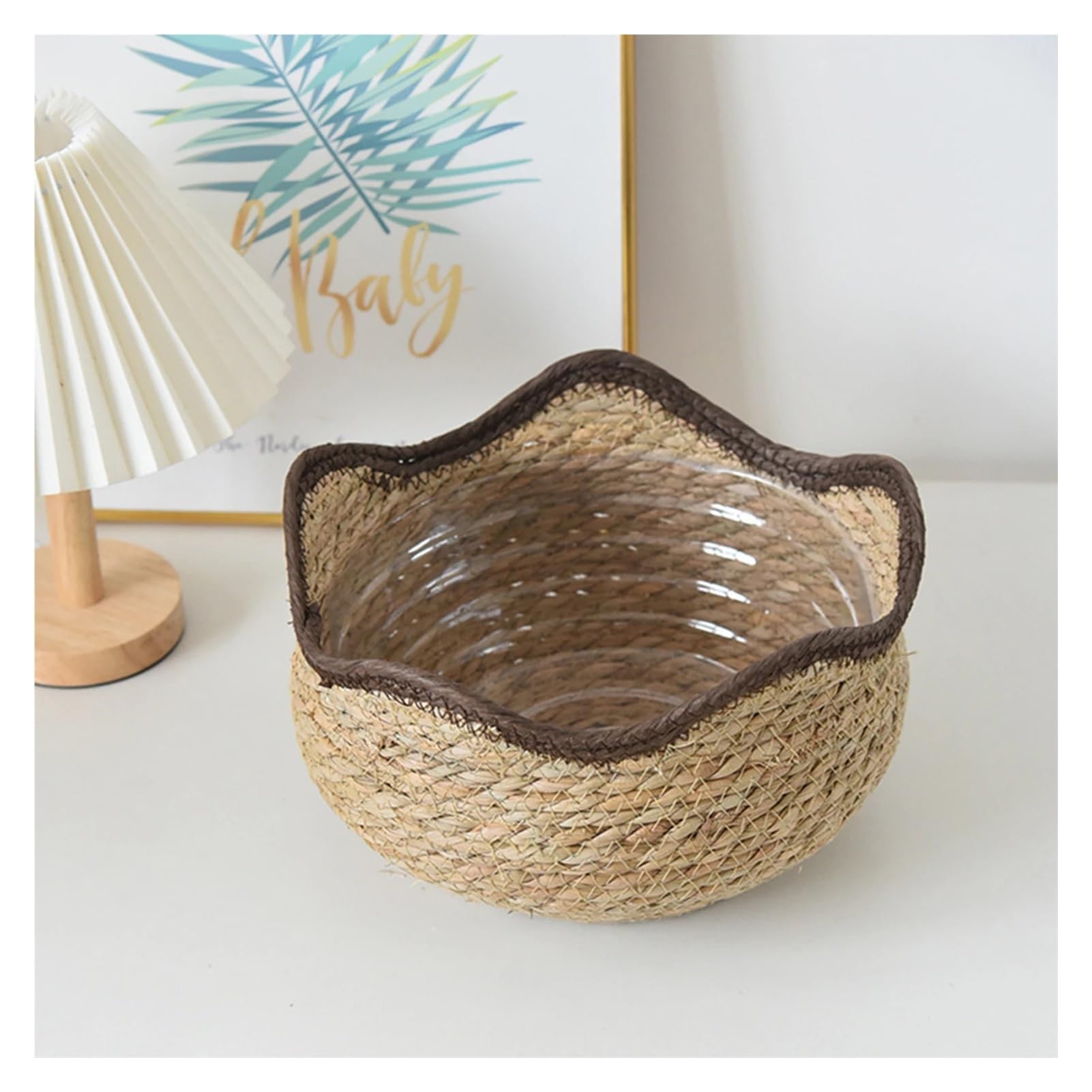Wiklinowy kosz piknikowy, Woven Succulent Planter Storage Basket For Indoor Outdoor Plants Multiple Sizes(31cm x 16cm)
