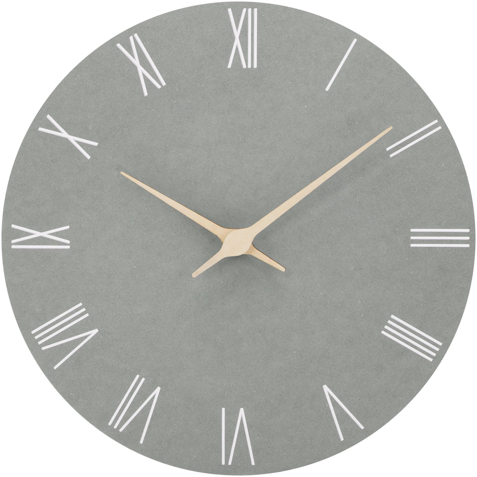ACCSHINE Wall Clock Wooden Wall Clock Without Ticking Noises Silent Modern 30 cm Quartz Large Battery Operated Wall Clock Easy to Read for Room Home Kitchen Bedroom Office School (Grey + Roman