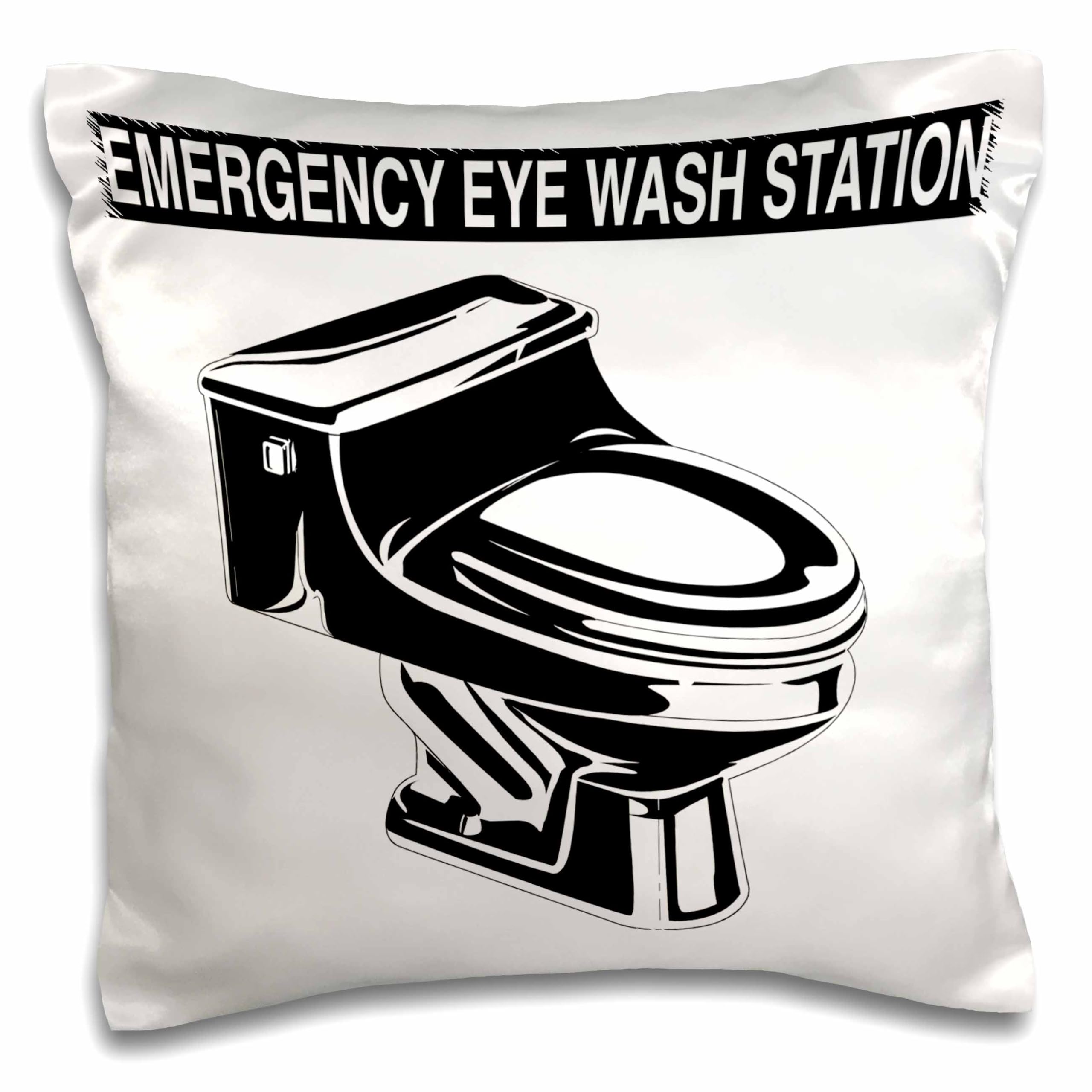 3dRose 16x16 inch Pillow Case - Emergency Eyewash Station Graphics Funny