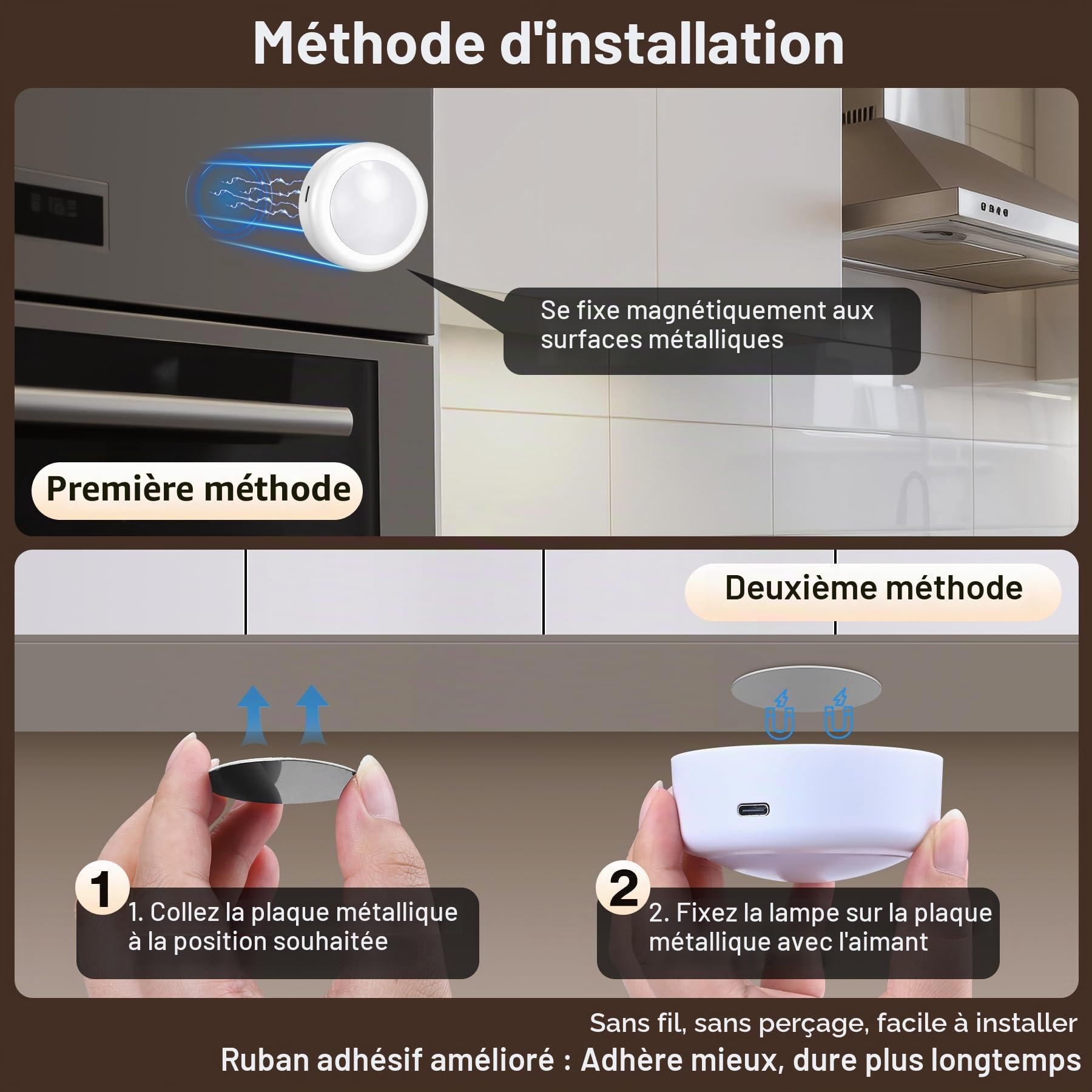 Cadrim Lampe de Placard Spot Led Murale Telecommande Sans Fil 3pcs Lampe Led Rechargeable,Lampe Led Sans Fil,Lampes Armoire,Luminosité Réglable,Veilleuse Pour Escalier Miroir Cuisine Vitrines Cabinet