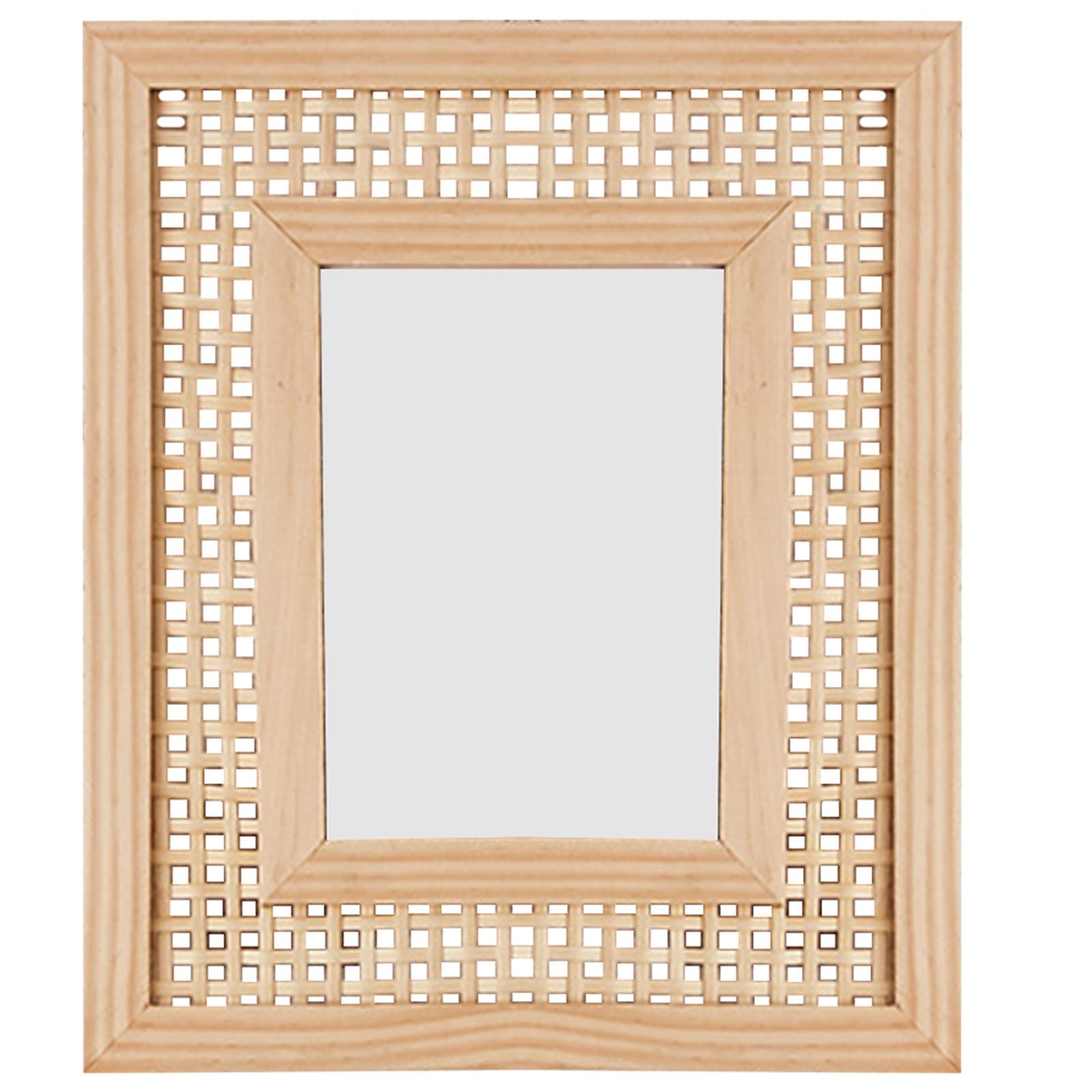 GALPADA Marco de Fotos Rectangular de Madera Tejido Artesanal