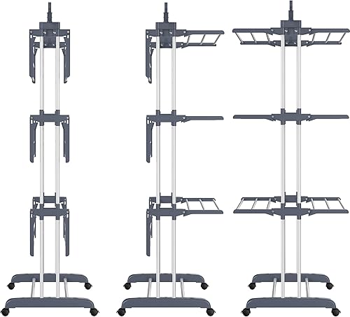 Miniatura 8 de HOMIDEC Tendedero de secado de ropa, de gran tamaño de 4 niveles (67.7 pulgadas de alto) plegable de acero inoxidable, tendedero de secado móvil