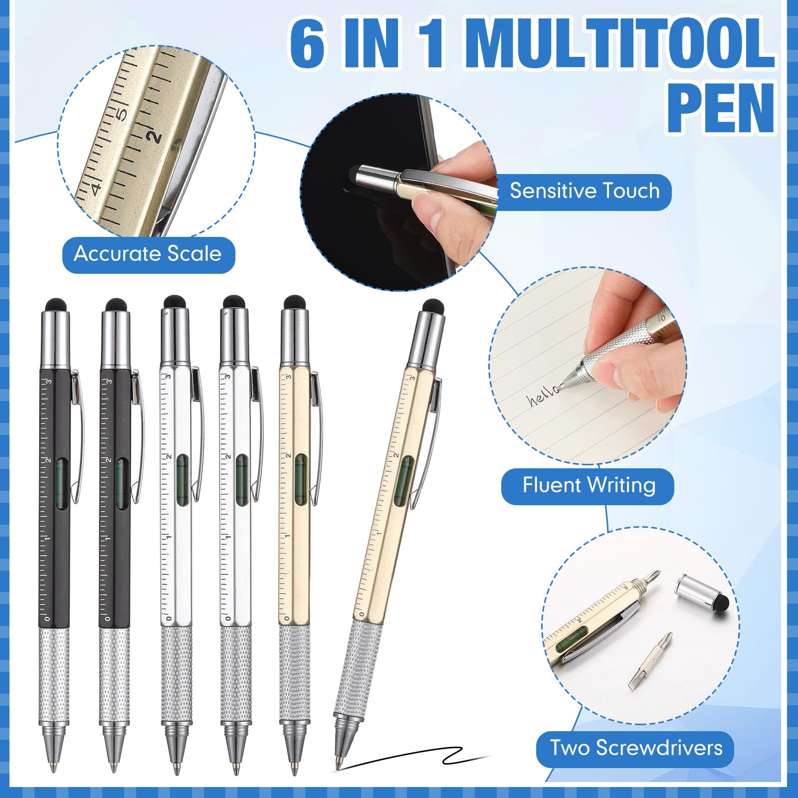 Lewtemi 8 Sets für Herren, Großpackung, Partygeschenke, Leder, Multitool, Taschenlampe, Kartenstift, Mini-Schlüsselanhänger, Schraubendreher-Set für Vatertag, Geschenk, Strumpffüller, Kollegen