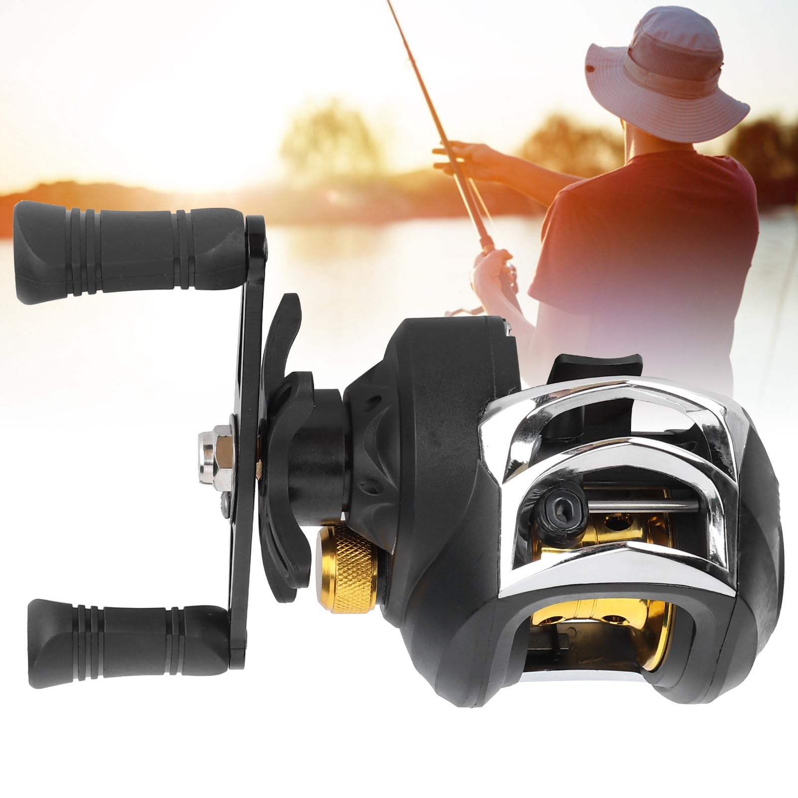 Baitcasting-Rolle, effizientes Baitcasting-Rad, 8 kg Bremskraft, Drehsteuerung, einstellbar für Angelmaschine(Linke Hand)