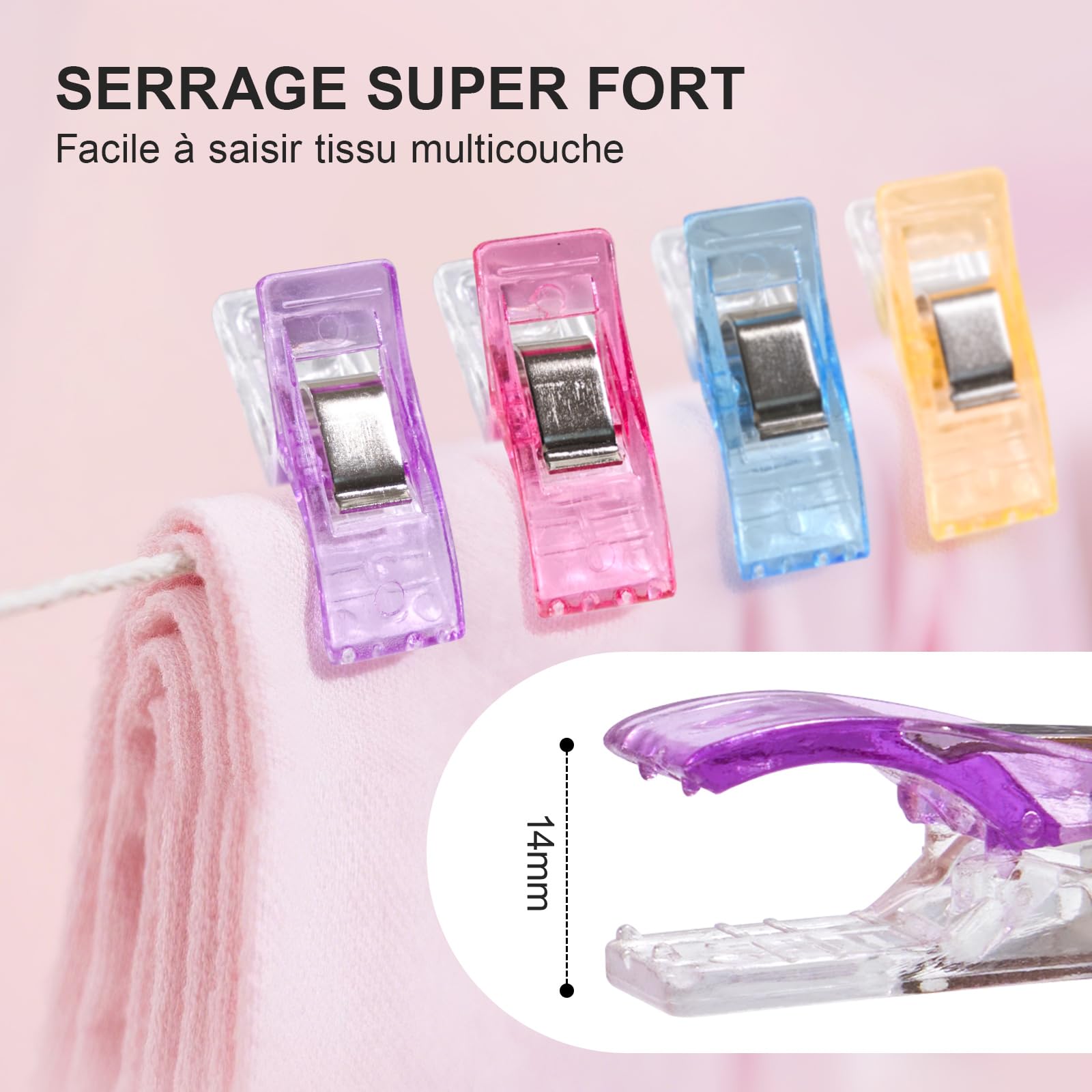 Mollette in Tessuto 100 Pezzi Clip da Cucito in Plastica con Marcature di Misurazione per Trapuntare