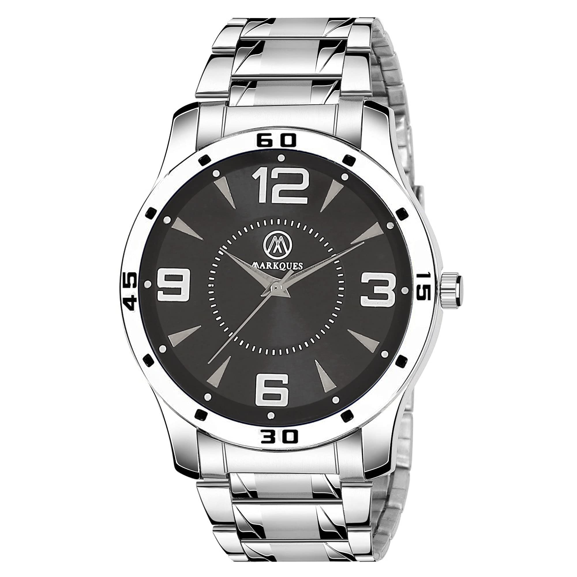 MARKQUES Bond Analog Watch for Men and Boys (Black Dial | Stainless Steel Chain Watches) (BON-770109) (B09836RMPK) Amazon Price History, Amazon Price Tracker