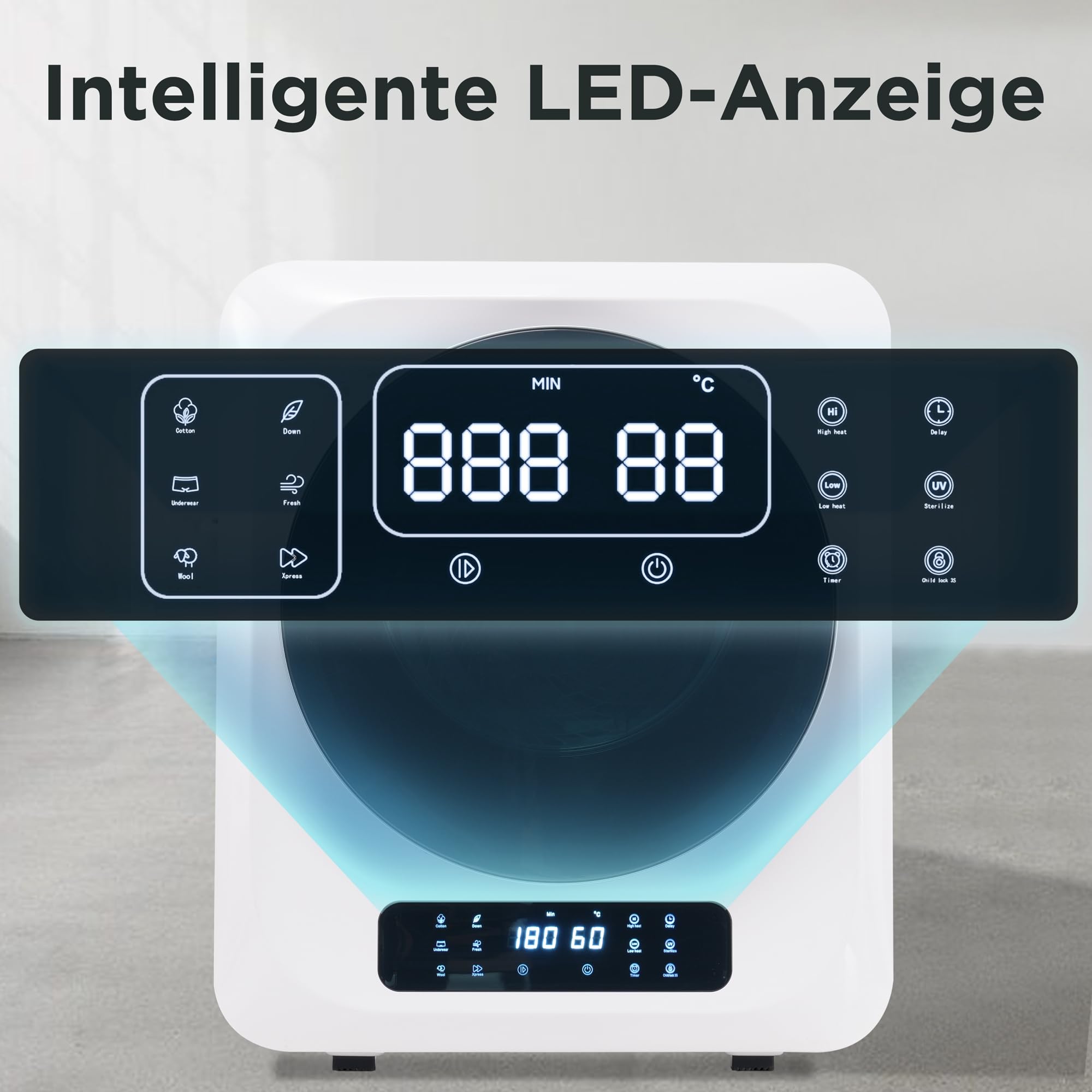 Merax Abgastrockner Edelstahl-Abgastrockner:3 kg 850 W Platzsparend, leistungsstark und sicher mit 6 Programmen und Überhitzungsschutz Weiß