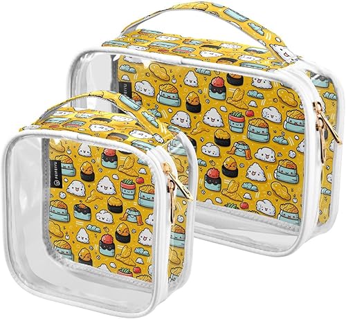 Miniatura 2 de Kawaii Sushi Clear Toiletry Bag for Traveling,2 Pack Makeup Cosmetic Bag with Zipper,Travel Bag for Toiletries,Travel Essentials 21214991