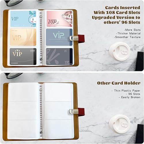 Miniatura 5 de 108 ranuras para tarjetas de visita, organizador de crédito, tarjetas de crédito de negocios, regalo y tarjetas VIP, cartera para hombres y mujeres