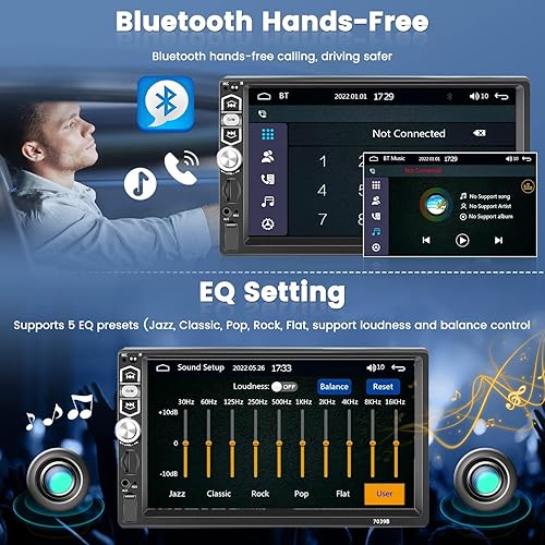 Miniatura 5 de Apple CarPlay Android Auto Car Stereo Bluetooth radio de auto DIN con pantalla táctil de 7 pulgadas  Llamadas manos libres Bluetooth y transmisión
