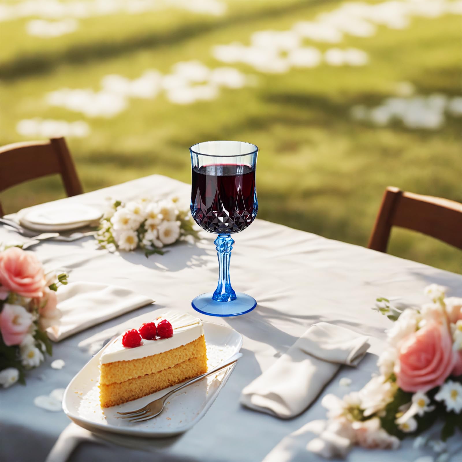 XKXKKE 48 bicchieri da vino in plastica blu, calici in plastica blu per feste, bicchieri blu per ricevimenti di nozze, forniture per feste di grande evento