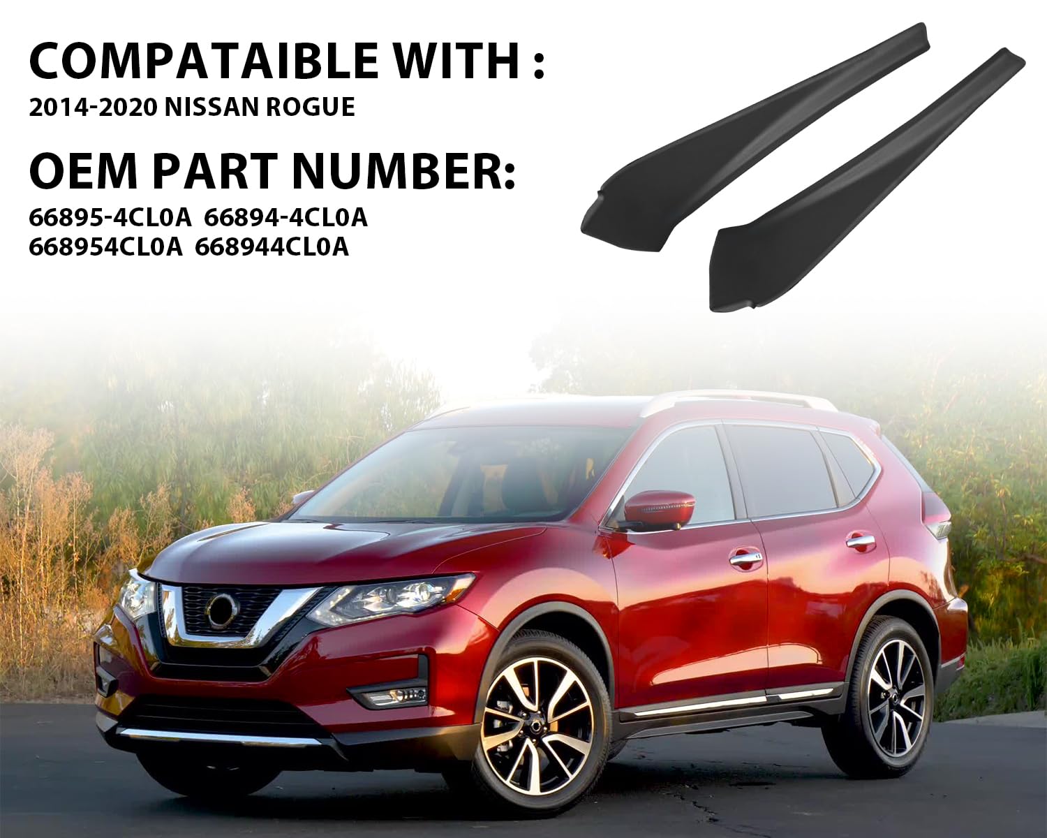 YLT AUTO Pair of Front Windshield Wiper Cowl Cover Compatible with 2014-2020 Nissan Rogue Left and Right Side Cowl Extension Trim Fender Cover Replacement 66895-4CL0A 66894-4CL0A