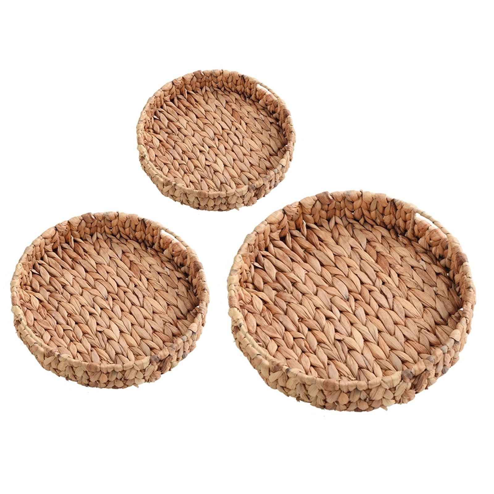 Rattan Wicker Basket Handwoven Fruit Tea Snack Bread Basket Round Storage Box Jewelry Dish pour l'organisation de la Maison(L)