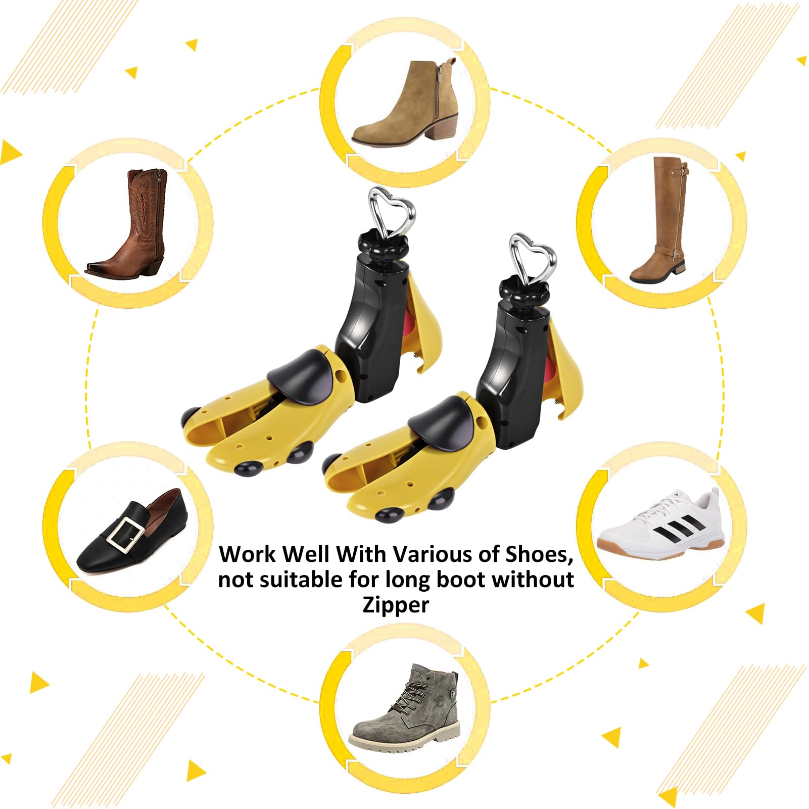 Schuhspanner, breite Füße für Herren und Damen, professioneller Schuhspanner, verstellbare Länge und Breite (Herren 42-47 / Damen 42-42, Gelb), Gelb-L (für Herren 36-48, Damen 42-42), For Women