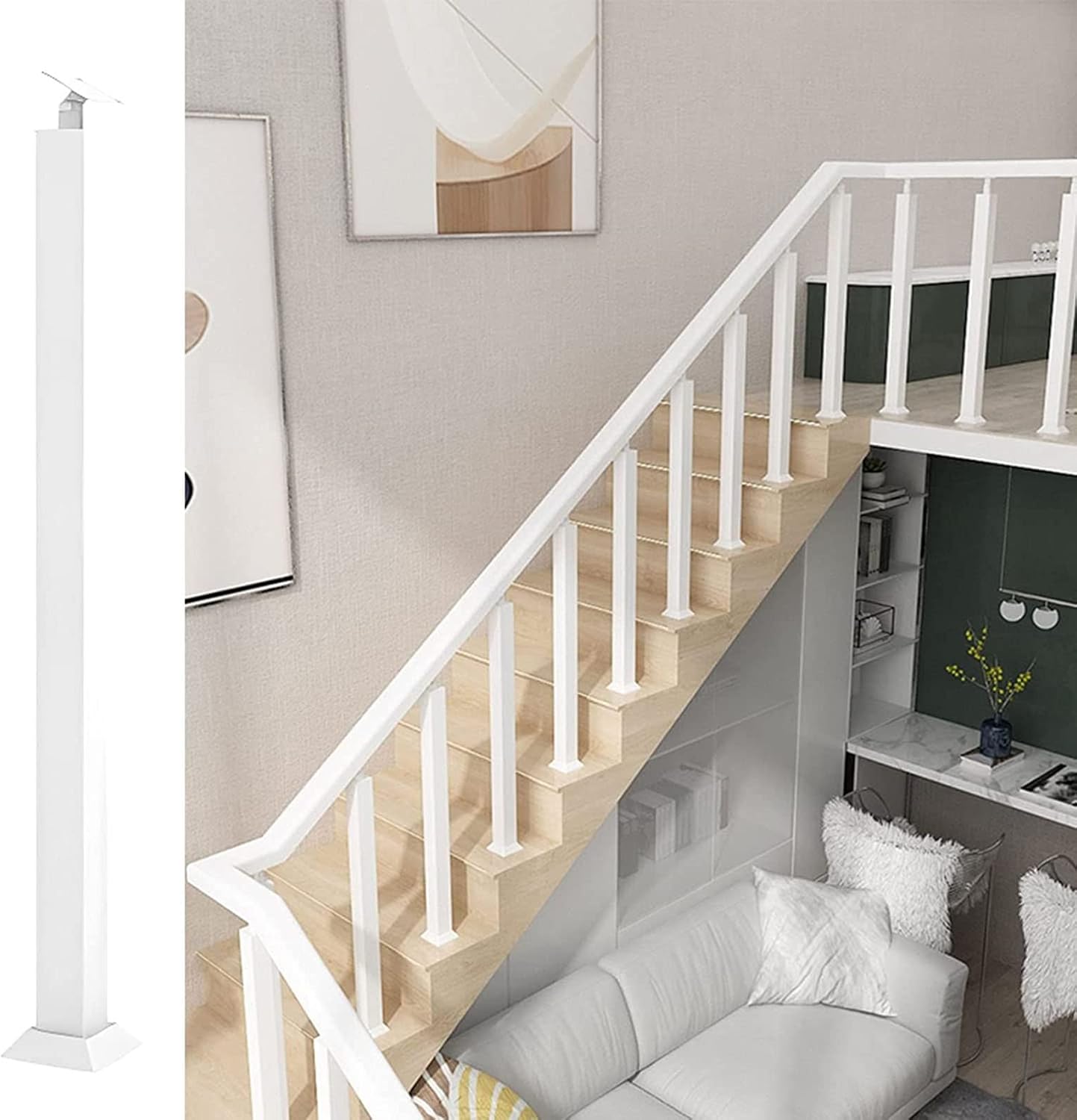 Modern Stair Railing Spindles Kit, with Flat & Adjustable Angle Bracket