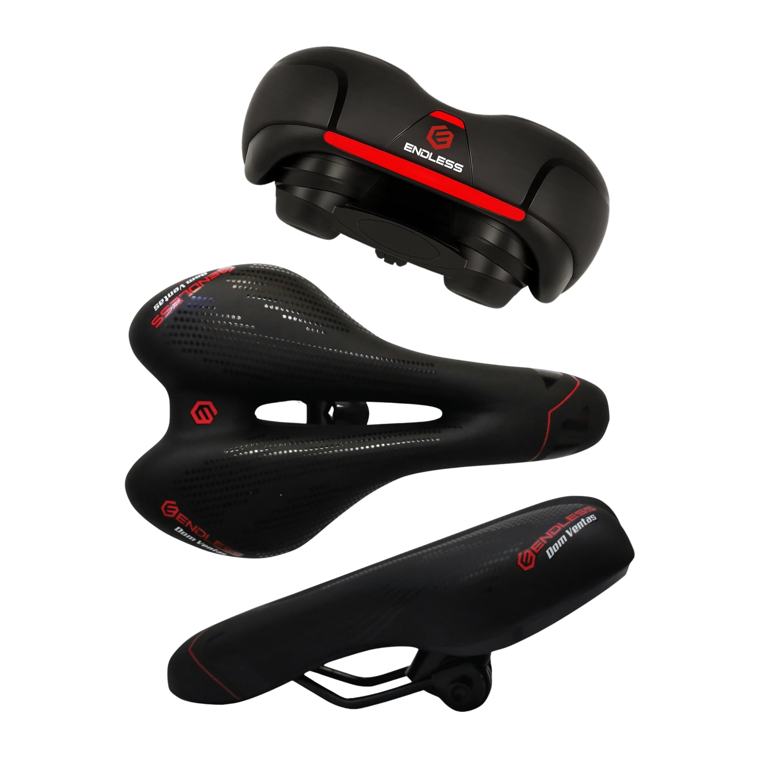 Endless EL1047 Sleek Cycle Seat with Red Reflective Safety Strip | Black | Material : PU | Universal Memory Foam Seat with Breathable, Shock Absorbing and Waterproof Bike Saddle for All Type of Bikes