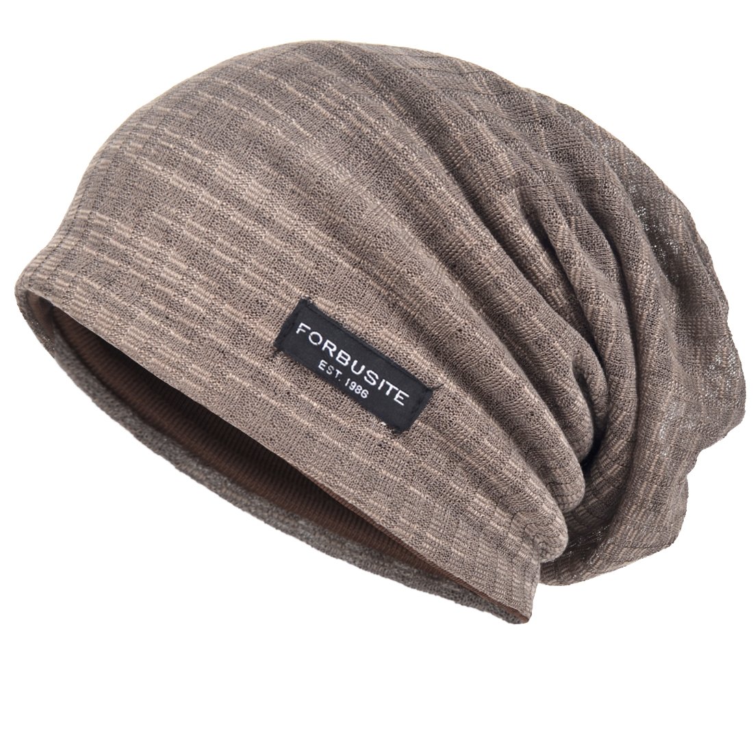 Vecry Men's Brown Cool Slouch Beanie Thin Summer Skull Hip-Hop Cap (Brown)