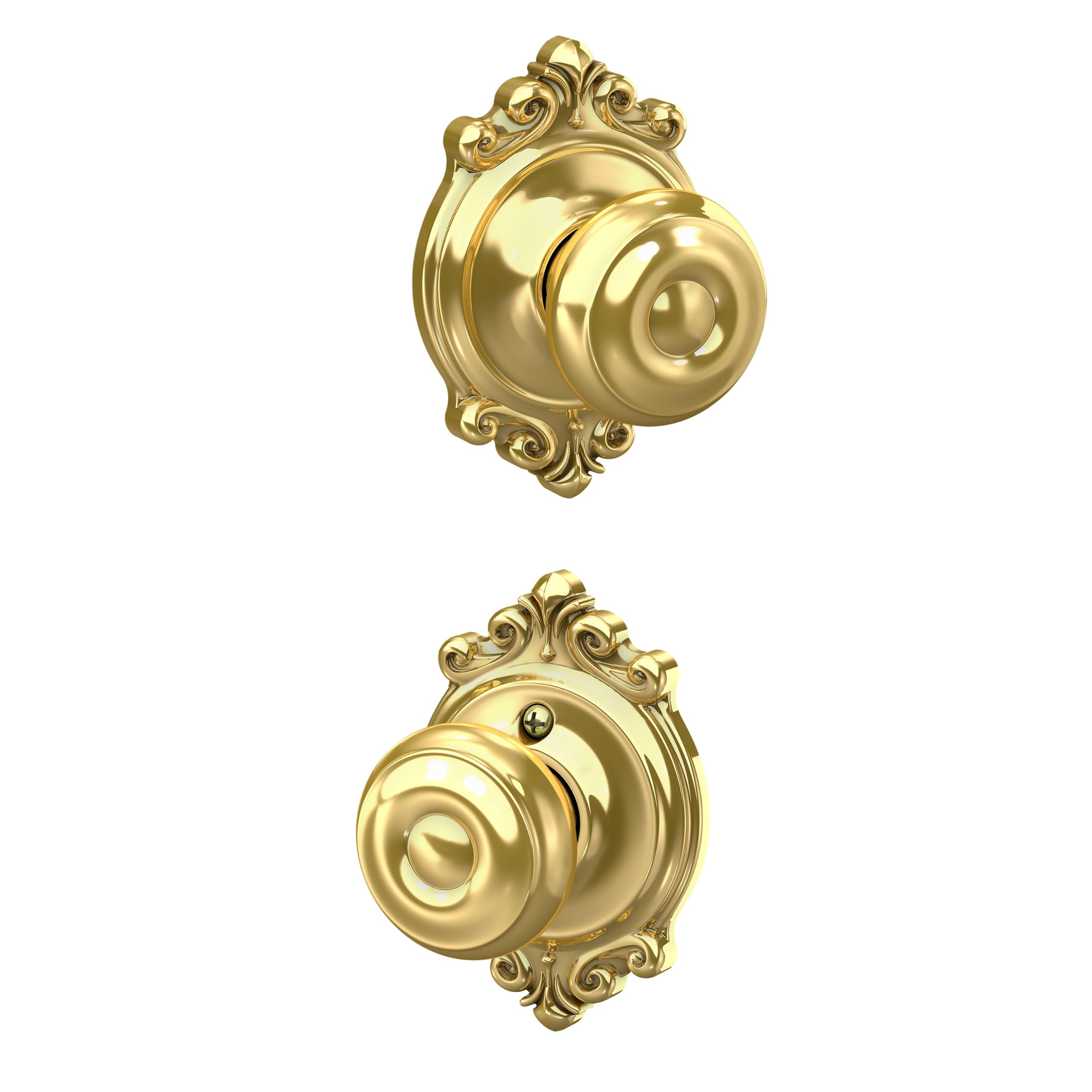 SCHLAGE Georgian Hall/Closet Passage Door Knob, Bright Brass