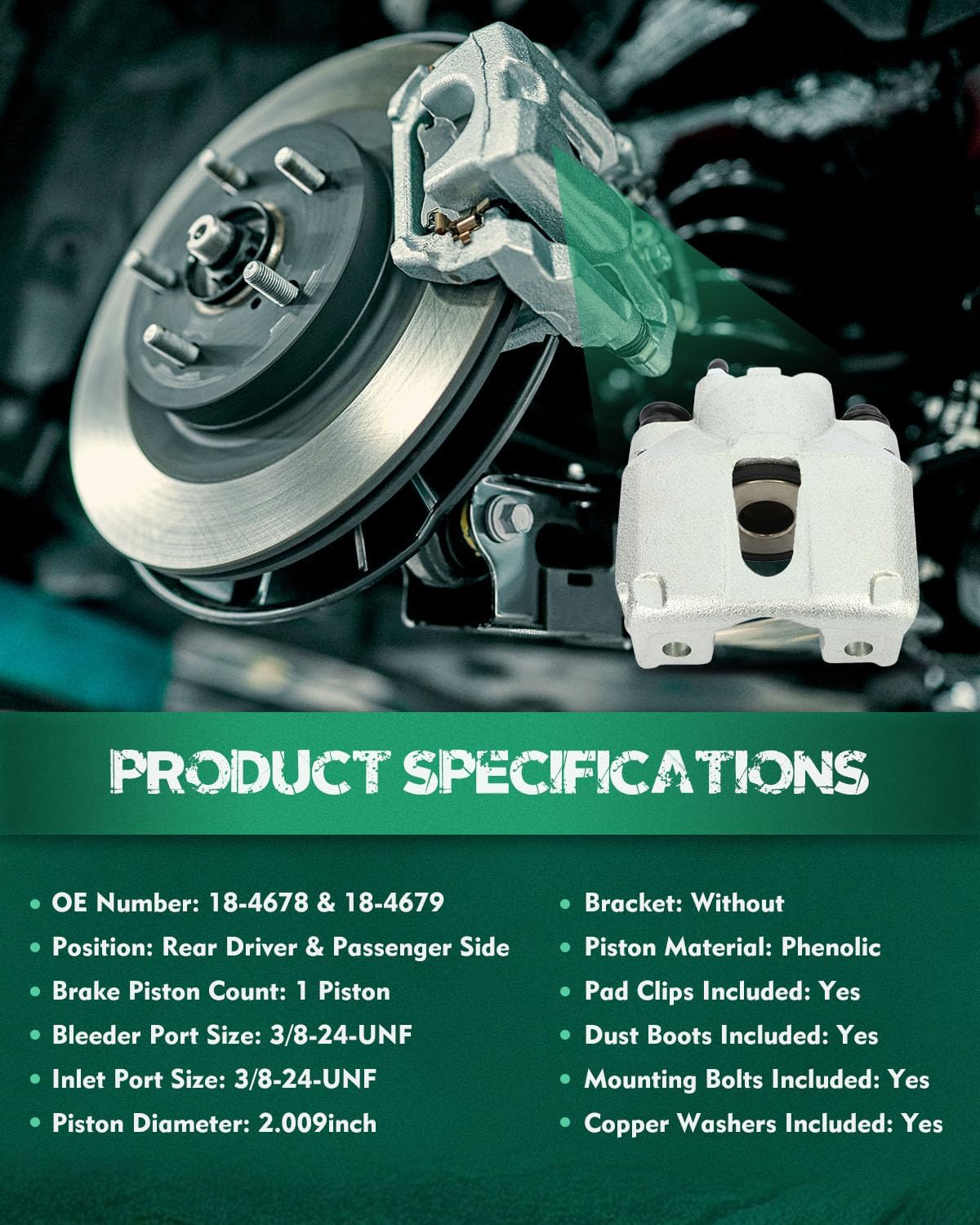 AUTOMUTO Rear Left & Right 18-4678 18-4679 Disc Brake Calipers For Ford 1997-2004 For Lincoln 1998-2011