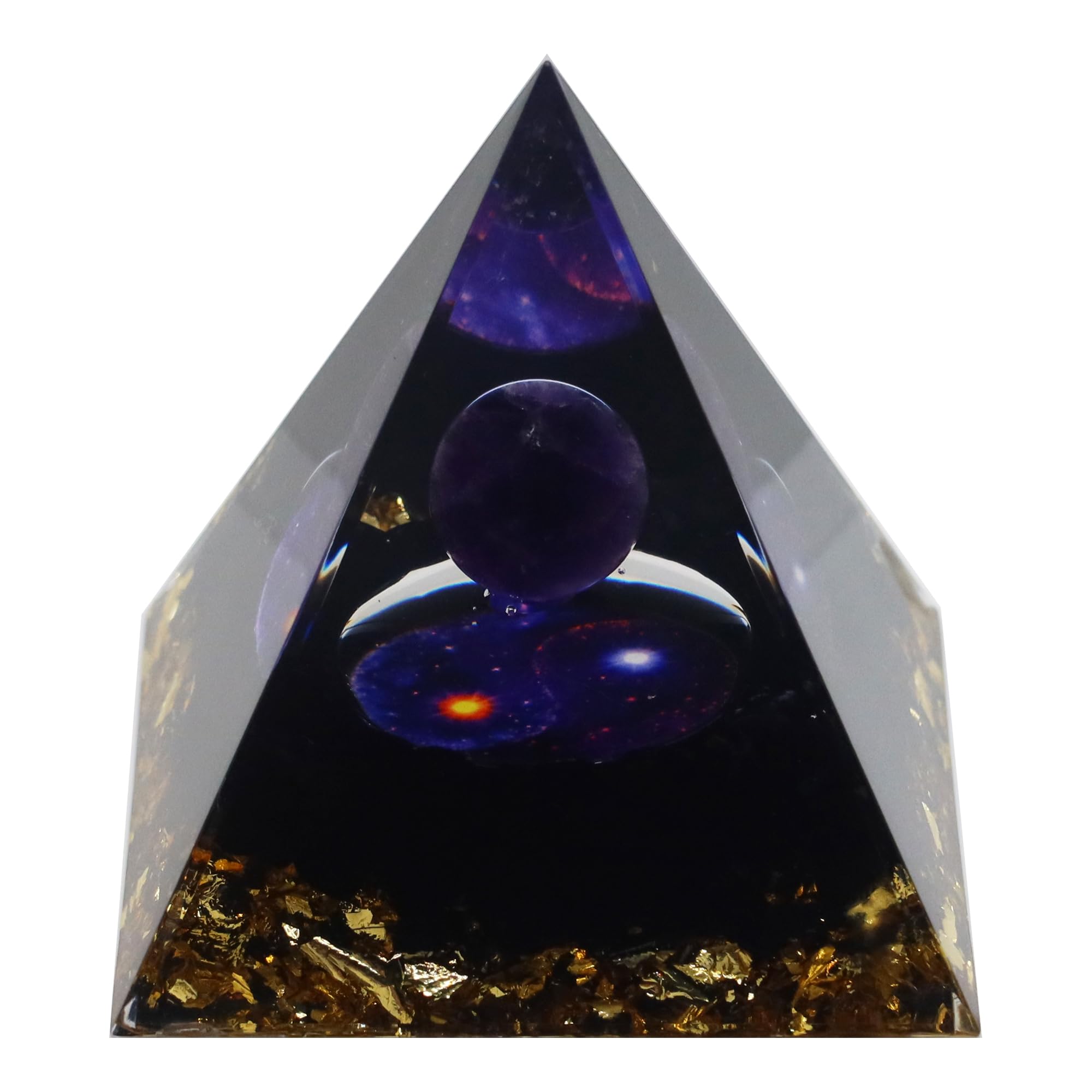 Orgone Pyramid, Mysterious Amethyst Planet & Black Obsidian, Healing Crystals Orgonite Pyramids for Meditation Spirituality Metaphysics, NP01001-02044