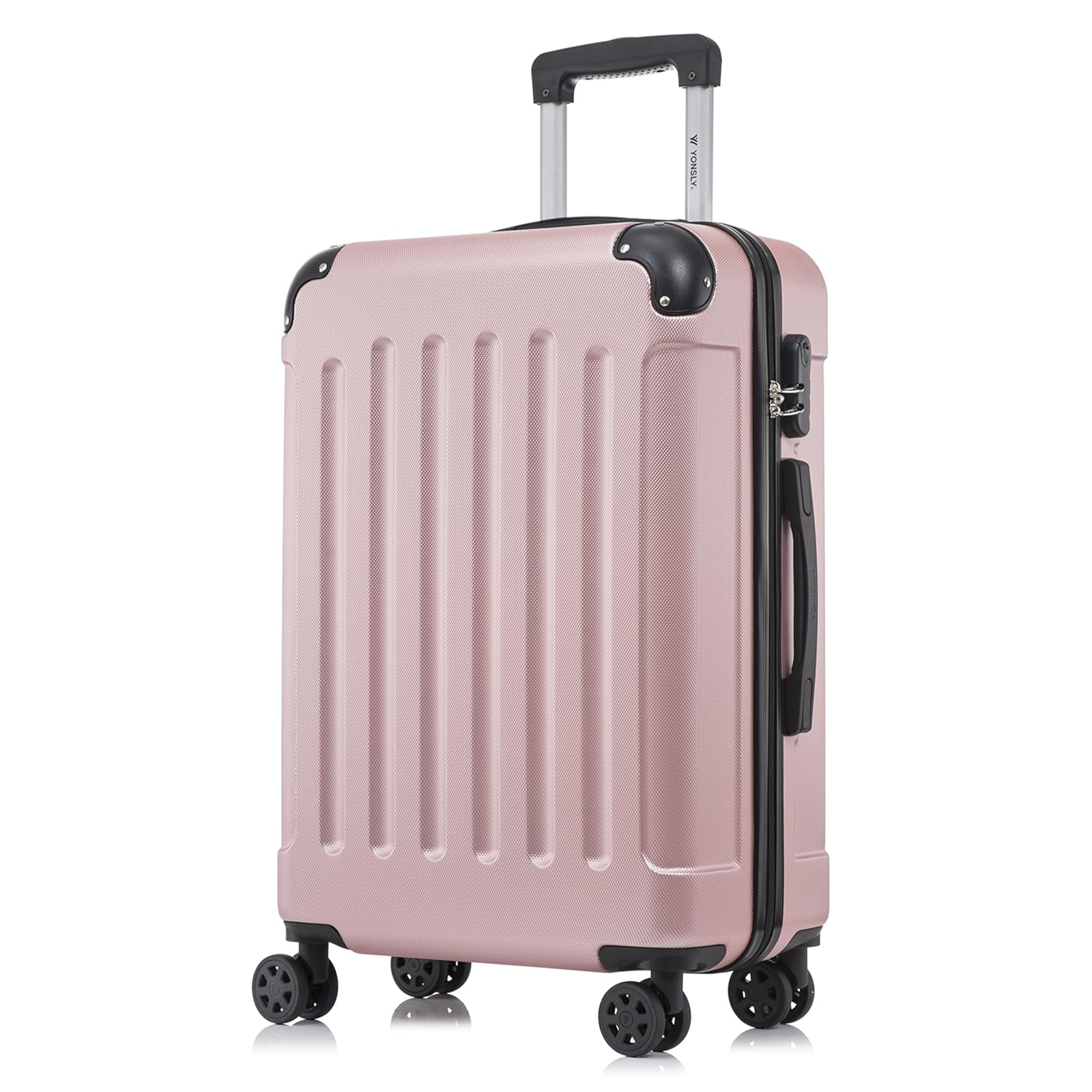yonsly Koffer Suitcase, Trolley Reisekoffer, Rollkoffer Handgepäck mit 4 Rollen 360°, ABS Hartschalen, Sicherheitsschloss, Weicher Gummigriff, 210D-Futter