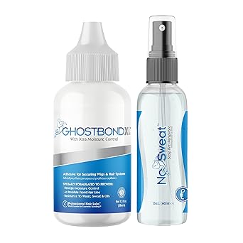 GHOSTBOND XL 1.3oz & No Sweat Scalp Antiperspirant 2oz Set | Water & Oil-Resistant Wig Glue and Sweat-Control Formula for Secure Bonding of Lace Wigs & Hair Systems