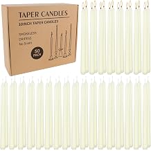50 Pack Ivory Taper Candles 10 Inch, Classic Soft White Dinner Candles Dripless Unscented, Premium Wax with Cotton Wick, 8-Hour Burn Time for Wedding, Vintage & Formal Table Decor