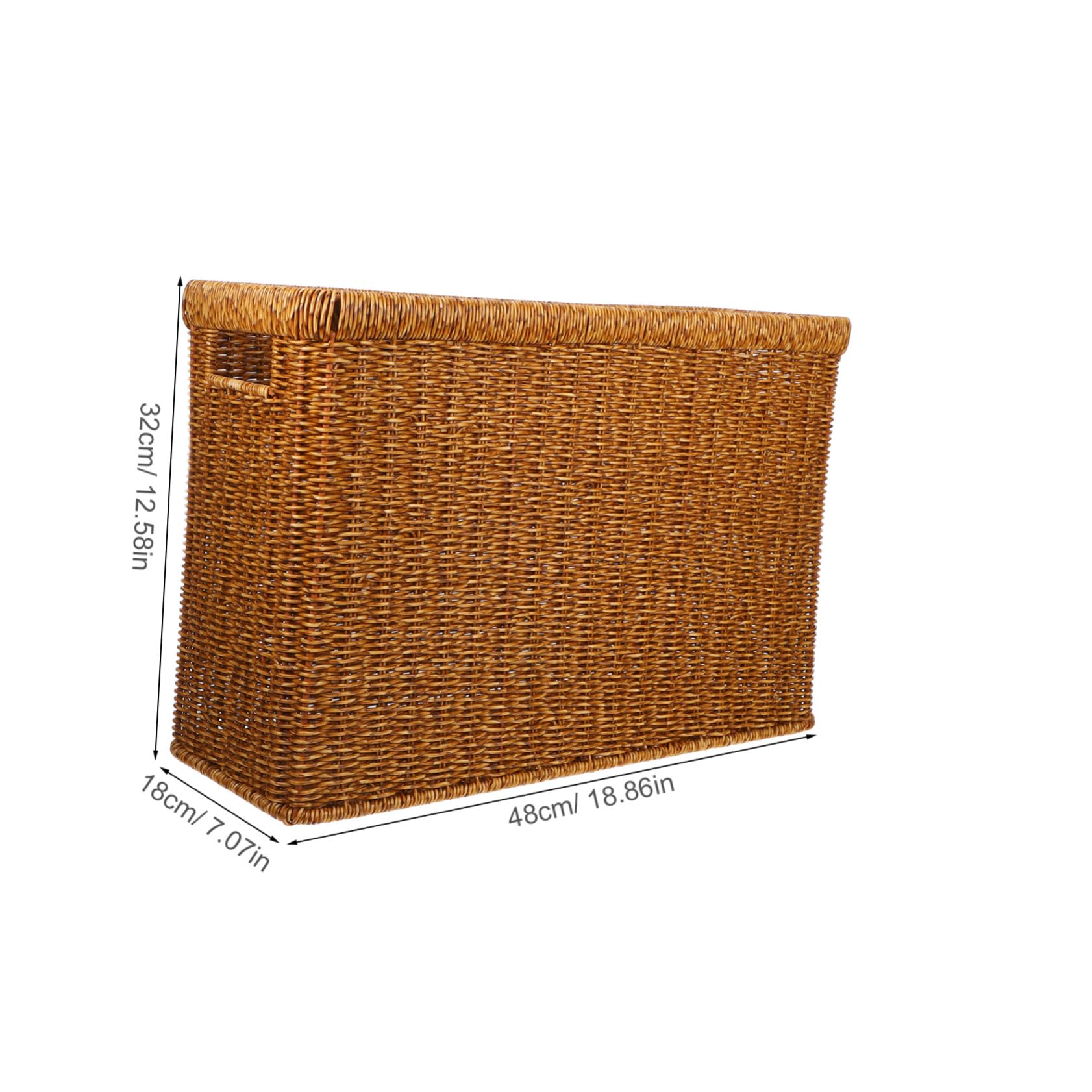 Ciieeo Document Organizer Woven Storage Basket Fake Rattan Magazine Holder for Office and Home File Organizer Deep