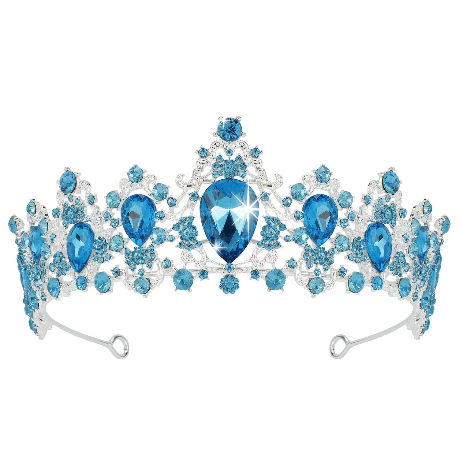 Didder Baroque Vintage Blue Rhinestone Tiara, Royal